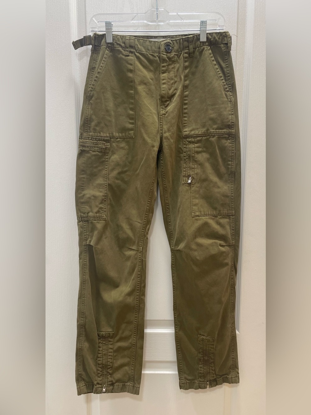 Zara Olive Utility Cargo Pants with Ankle Zips